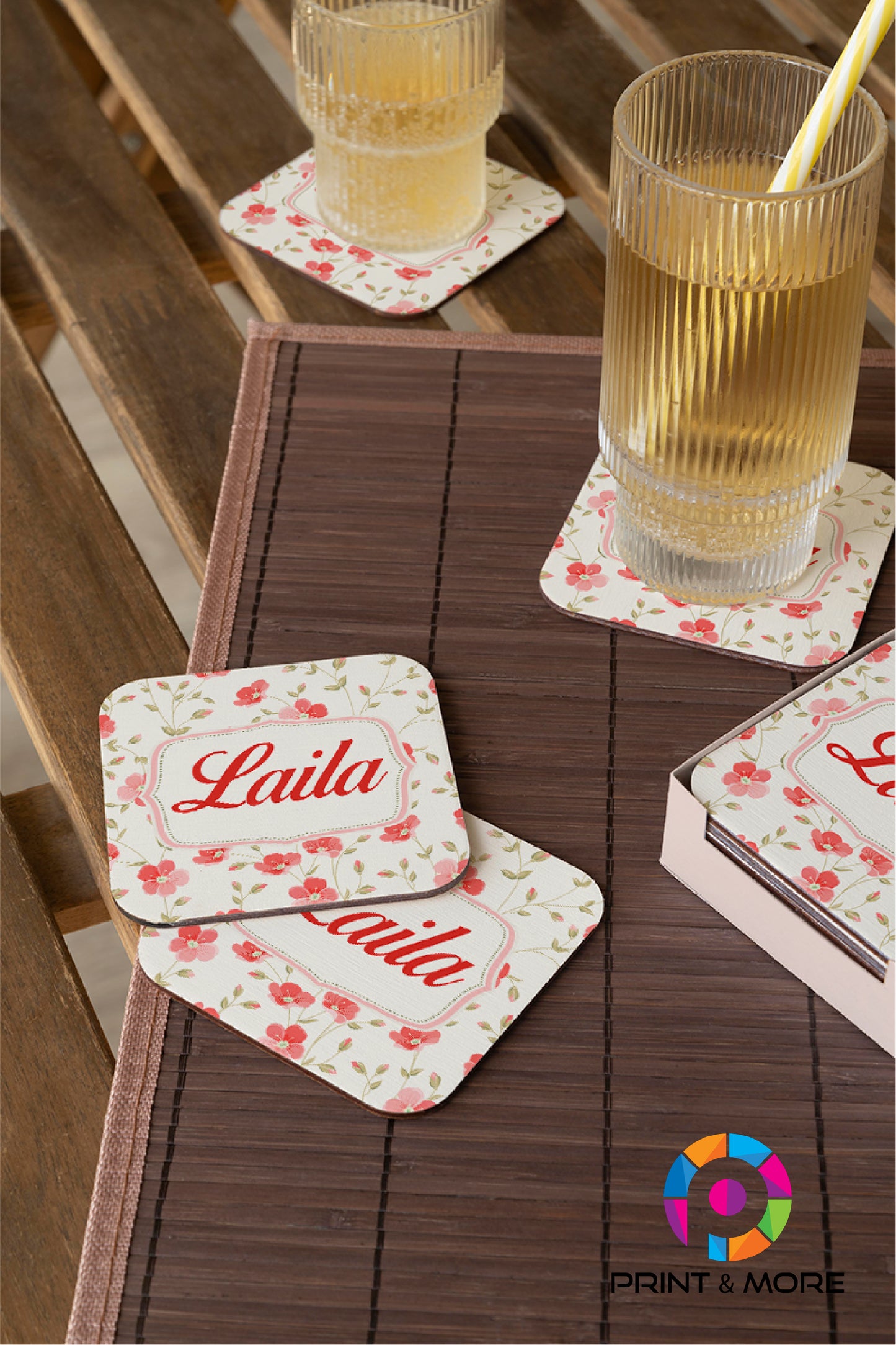 Name Square Acrylic Coaster - "Laila"