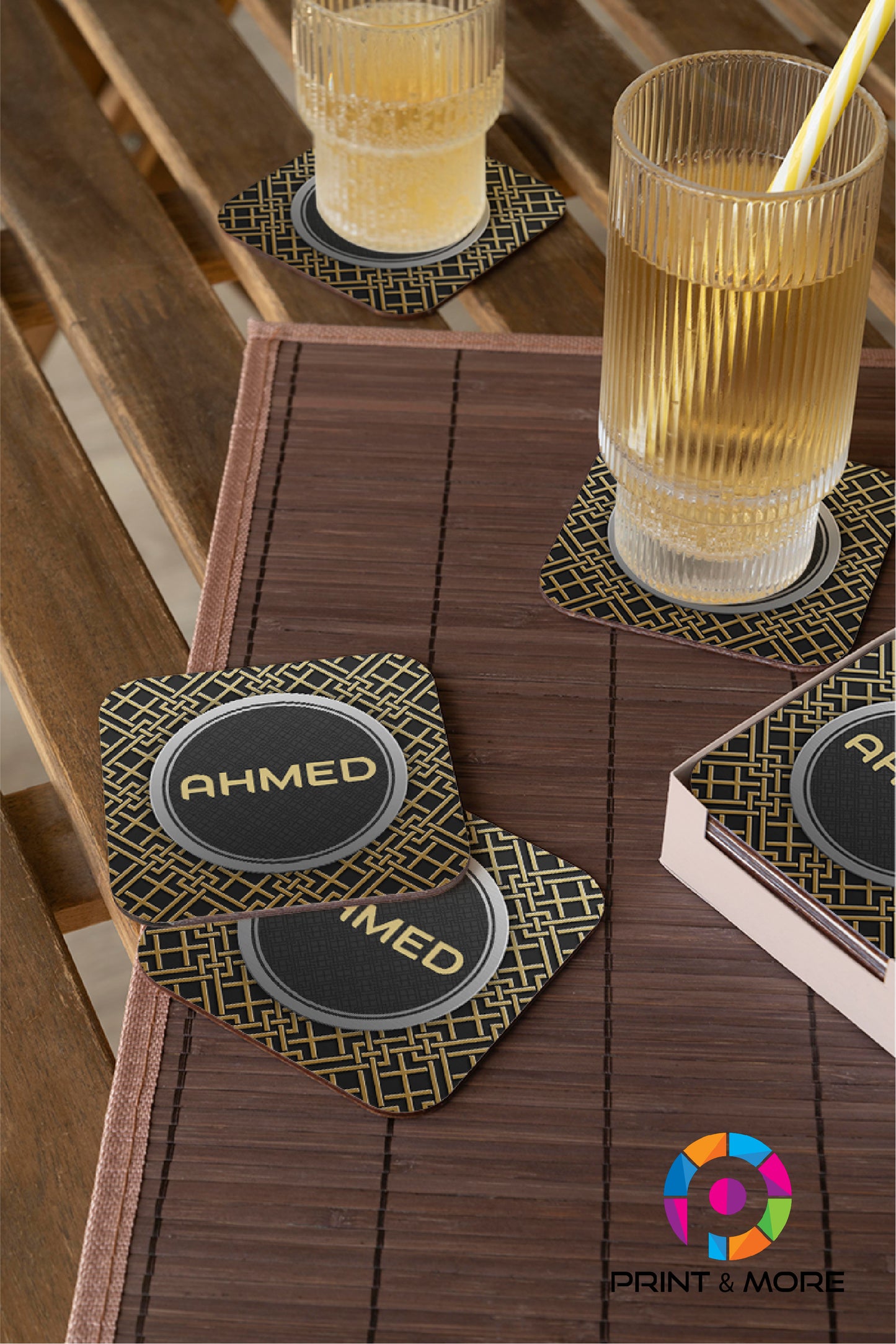 Name Square Acrylic Coaster - "Ahmed"