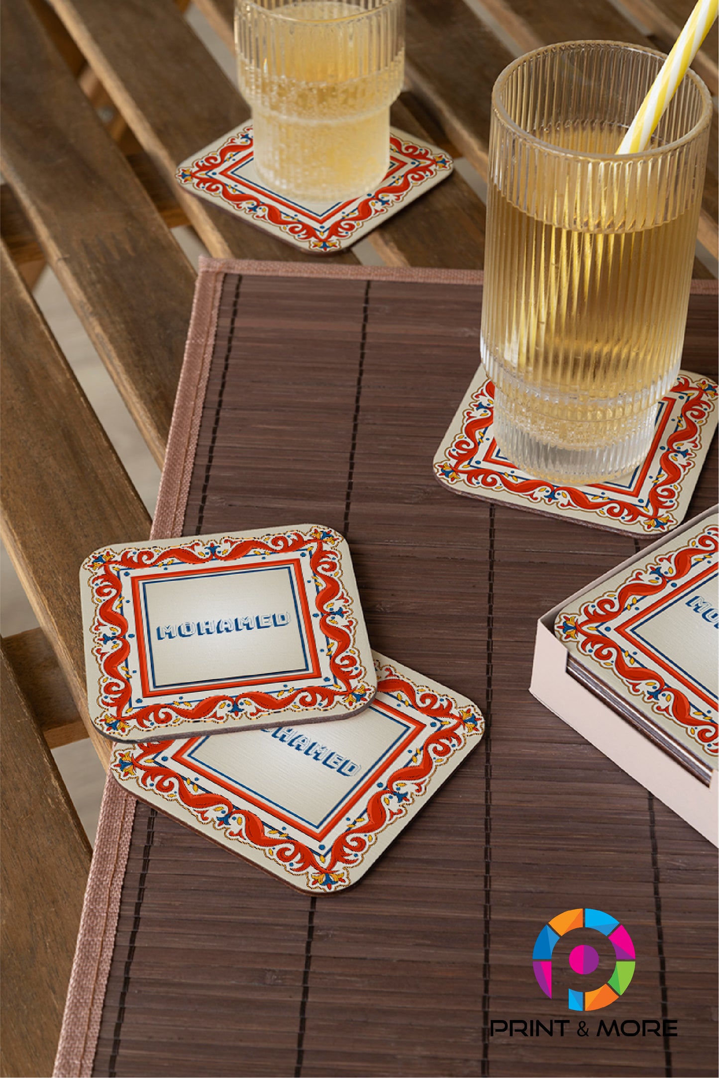 Name Square Acrylic Coaster - "Mohamed"