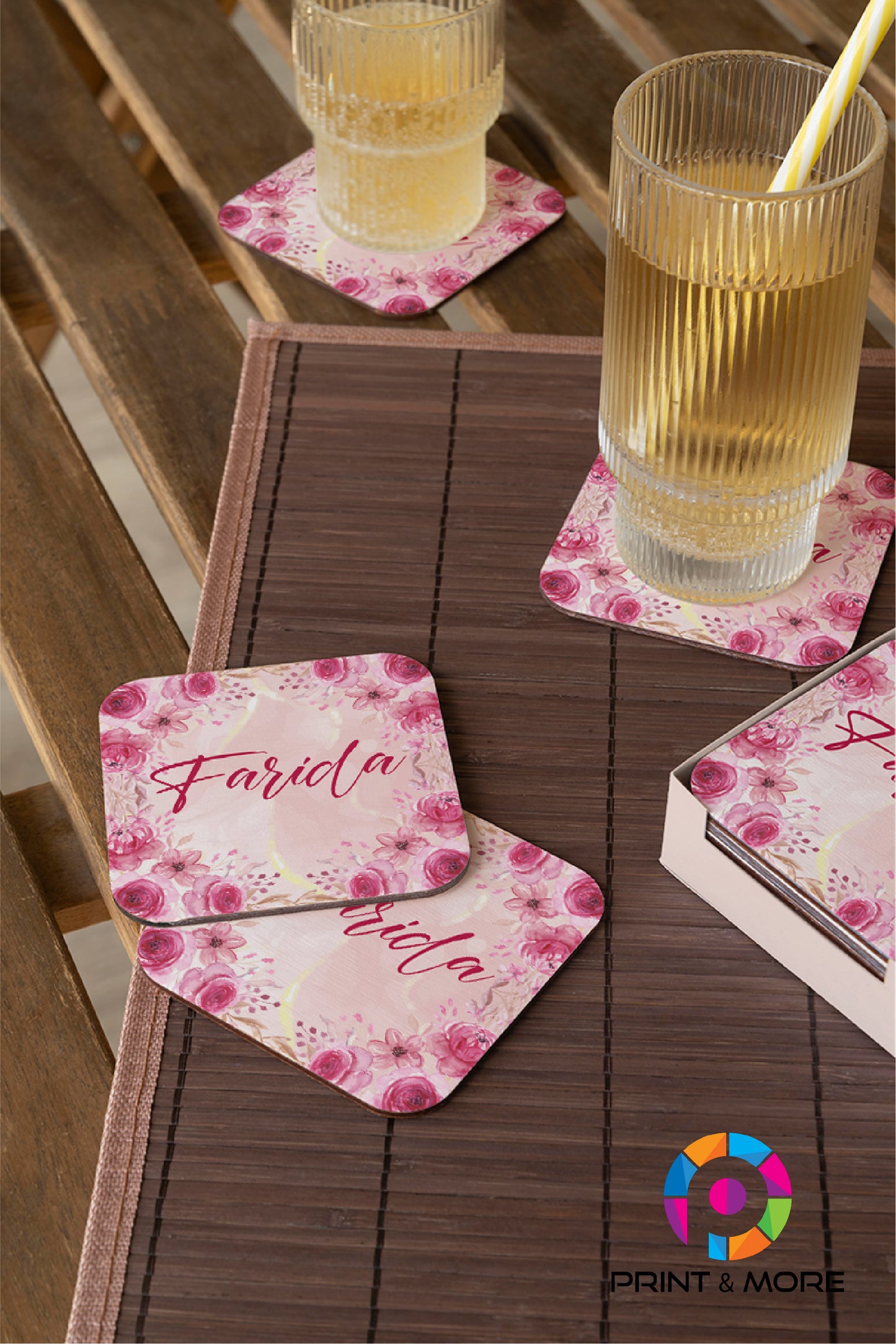 Name Square Acrylic Coaster - "Farida"