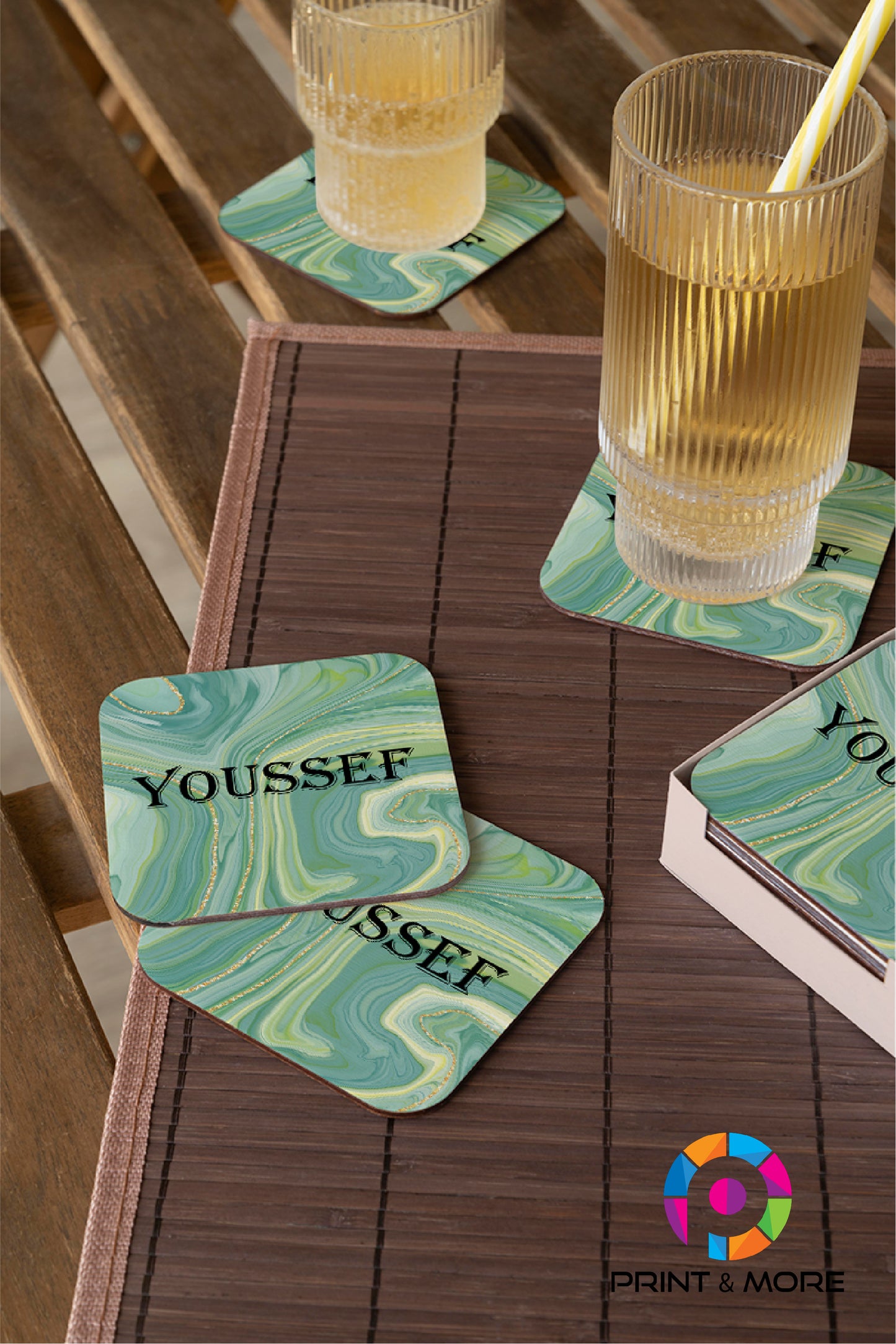 Name Square Acrylic Coaster - "Youssef"