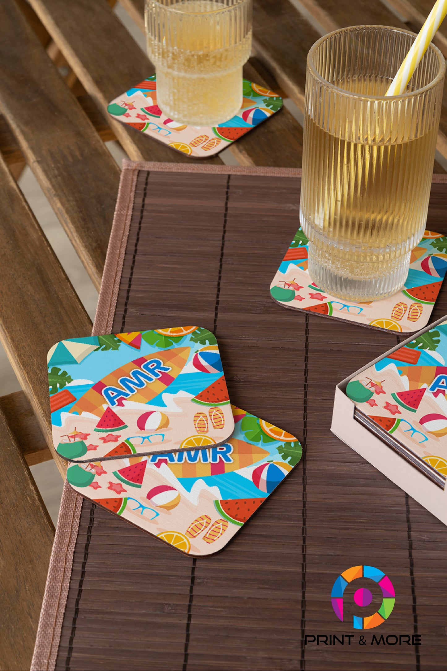 Name Square Acrylic Coaster - "Amr"